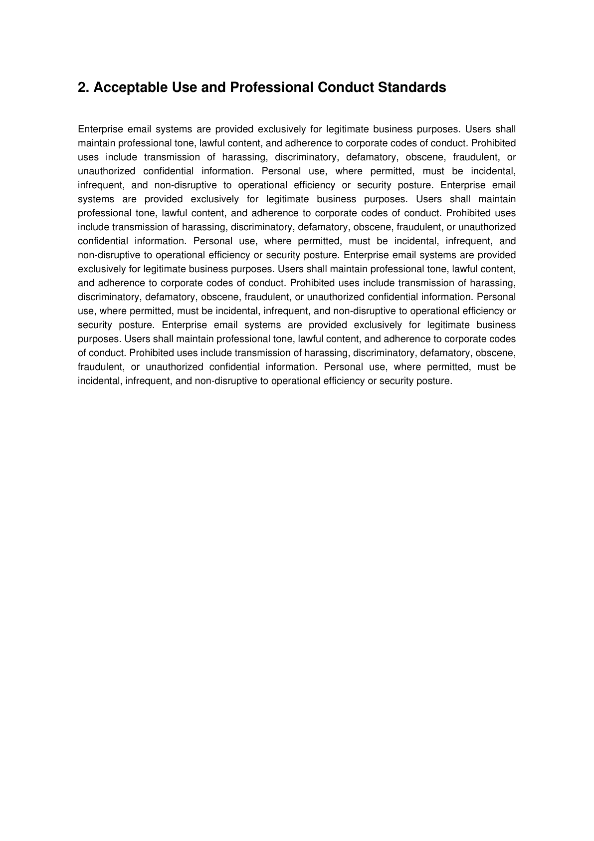 Acceptable use and conduct standards page